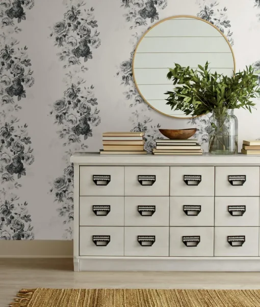 Magnolia Home Tea Rose Peel & Stick Wallpaper - Black & White