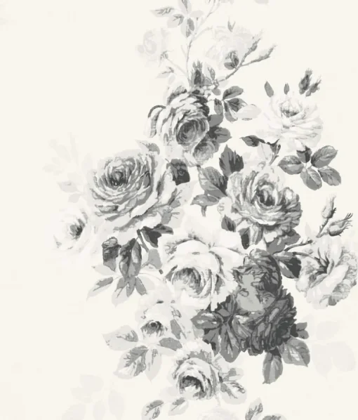 Magnolia Home Tea Rose Wallpaper - Black & White