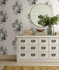 Magnolia Home Tea Rose Wallpaper - Black & White