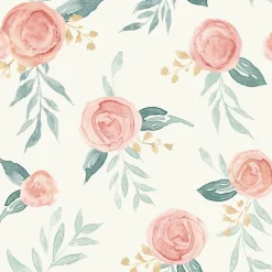 Magnolia Home Watercolor Roses Wallpaper - Red