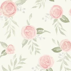 Magnolia Home Watercolor Roses Wallpaper - Coral