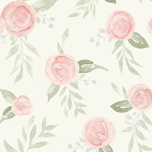 Magnolia Home Watercolor Roses Wallpaper - Coral
