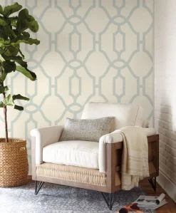 Magnolia Home Woven Trellis Wallpaper - Eggshell Blue