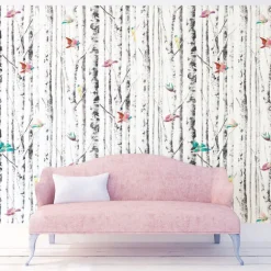 Mayflower Bird Song Peel & Stick Wallpaper - Black & White
