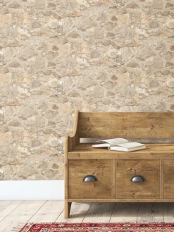 Mediterranean Field Stone Wallpaper - Brown