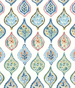 Mediterranean Marketplace Motif Wallpaper - Blue