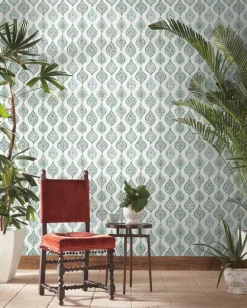 Mediterranean Marketplace Motif Wallpaper - Green