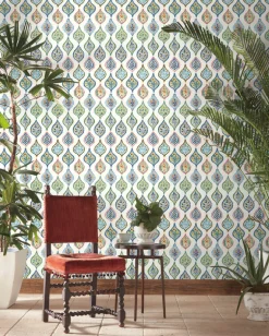 Mediterranean Marketplace Motif Wallpaper - Blue