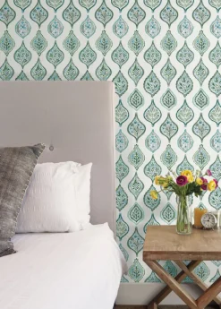 Mediterranean Marketplace Motif Wallpaper - Green