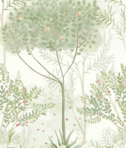 Mediterranean Orchard Wallpaper - White & Green