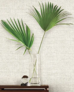 Mediterranean Papyrus Weave Wallpaper - White