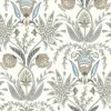 Mediterranean Seaside Jacobean Wallpaper - Blue
