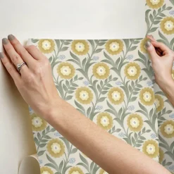 Mirth Studios Lillian Floral Vine Peel & Stick Wallpaper - Sage