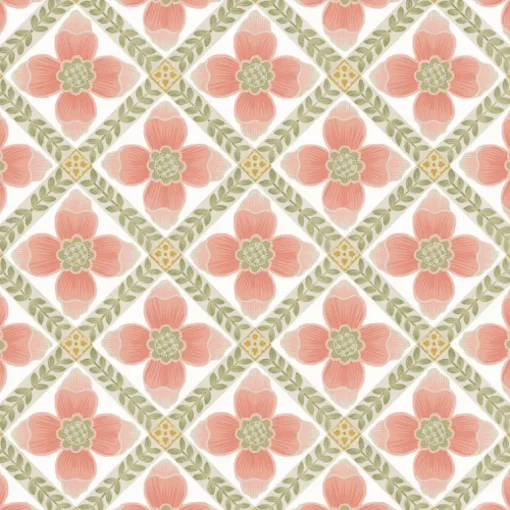Mirth Studios Mimi Quilted Floral Peel & Stick Wallpaper - Coral