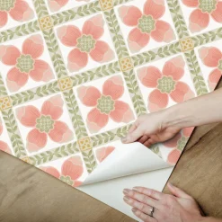 Mirth Studios Mimi Quilted Floral Peel & Stick Wallpaper - Coral