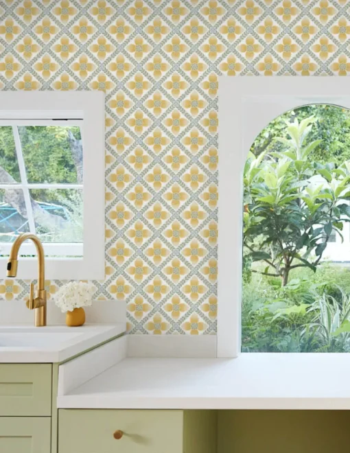 Mirth Studios Mimi Quilted Floral Peel & Stick Wallpaper - Yellow