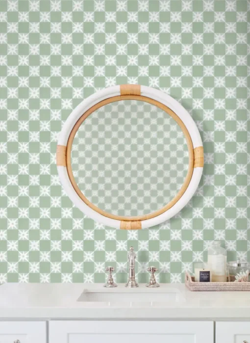 Mirth Studios Stardust Checkerboard Peel & Stick Wallpaper - Green