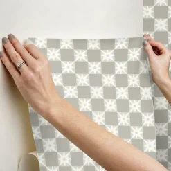 Mirth Studios Stardust Checkerboard Peel & Stick Wallpaper - Warm Grey