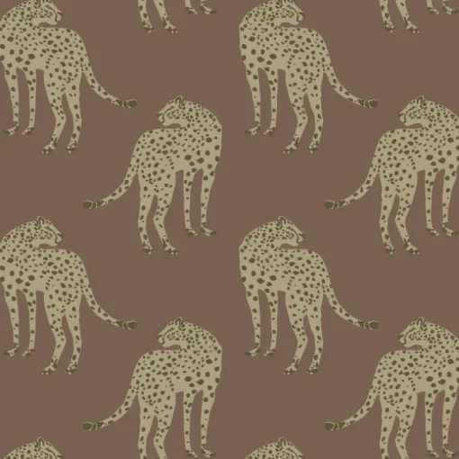 Mitchell Black Animal Parade Prowling Cheetah Wallpaper - Mahogany Plains