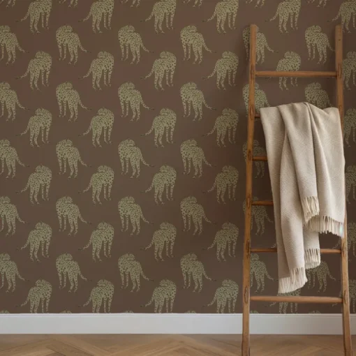 Mitchell Black Animal Parade Prowling Cheetah Wallpaper - Mahogany Plains