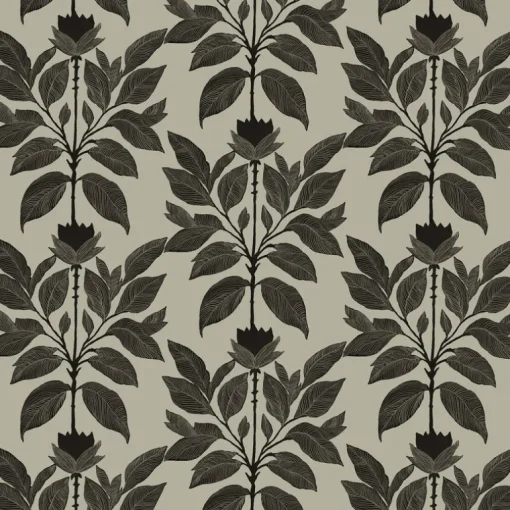 Mitchell Black Botanical Legacy Wayward Petal Wallpaper - Driftwood Taupe