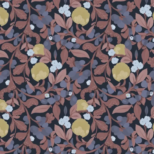 Mitchell Black Botanical Legacy Budding Grove Wallpaper - Midnight Garden