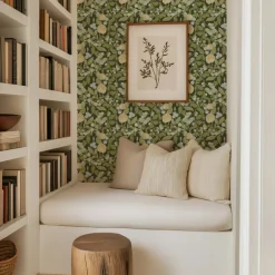 Mitchell Black Botanical Legacy Budding Grove Wallpaper - Deep Olive