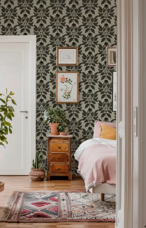 Mitchell Black Botanical Legacy Wayward Petal Wallpaper - Driftwood Taupe