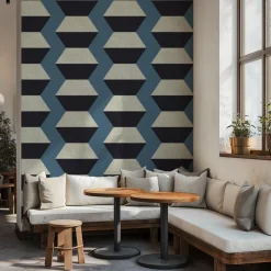 Mitchell Black Chroma Infinity Blocks Wallpaper - Blue Horizon