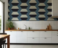 Mitchell Black Chroma Infinity Blocks Wallpaper - Blue Horizon