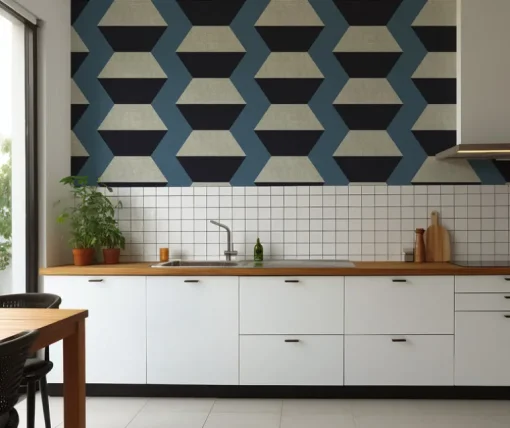 Mitchell Black Chroma Infinity Blocks Wallpaper - Blue Horizon