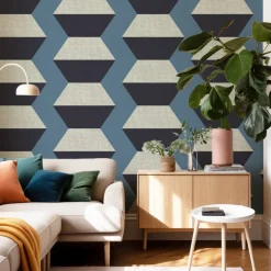 Mitchell Black Chroma Infinity Blocks Wallpaper - Blue Horizon