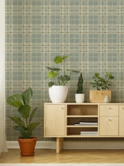 Mitchell Black Co-Ed Clark Plaid Wallpaper - Lake Shore Blue