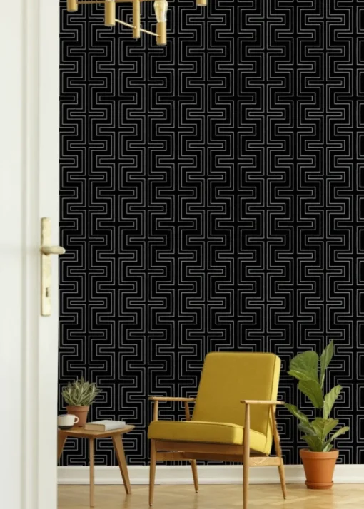 Mitchell Black Co-Ed Halsted Wallpaper - Onyx