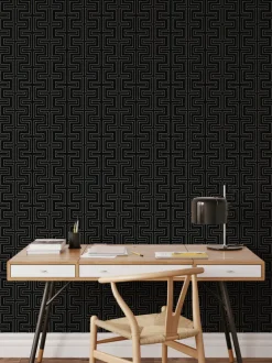 Mitchell Black Co-Ed Halsted Wallpaper - Onyx