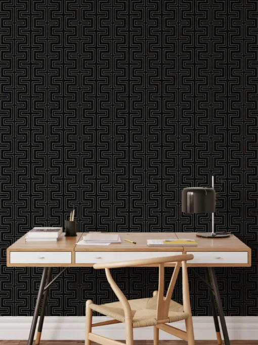Mitchell Black Co-Ed Halsted Wallpaper - Onyx