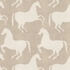 Mitchell Black Kids Paper Horses Wallpaper - Raw Linen