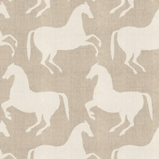 Mitchell Black Kids Paper Horses Wallpaper - Raw Linen