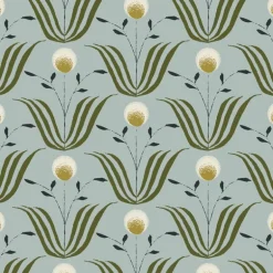 Mitchell Black Lady Charlotte Spring Bloom Floral Wallpaper - Ash Blue