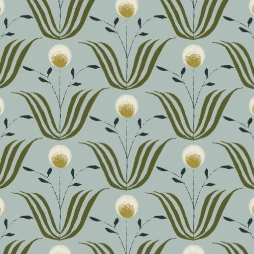 Mitchell Black Lady Charlotte Spring Bloom Floral Wallpaper - Ash Blue