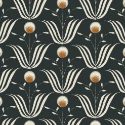 Mitchell Black Lady Charlotte Spring Bloom Floral Wallpaper - Soot Black