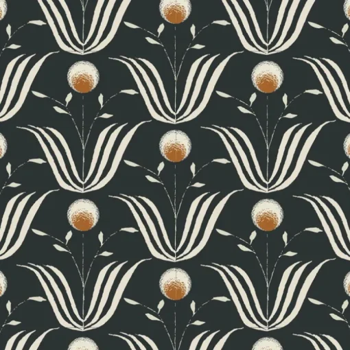 Mitchell Black Lady Charlotte Spring Bloom Floral Wallpaper - Soot Black