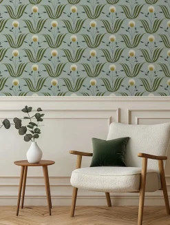 Mitchell Black Lady Charlotte Spring Bloom Floral Wallpaper - Ash Blue