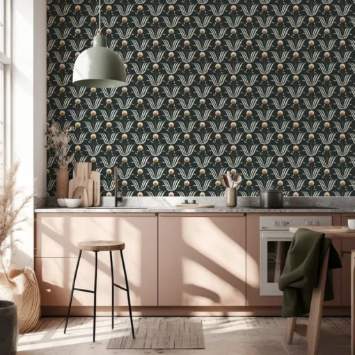 Mitchell Black Lady Charlotte Spring Bloom Floral Wallpaper - Soot Black
