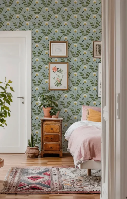 Mitchell Black Lady Charlotte Spring Bloom Floral Wallpaper - Ash Blue