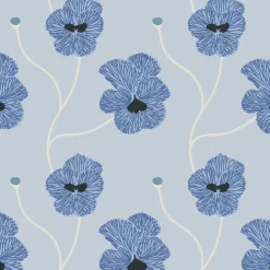 Mitchell Black Natalie Papier Flourish Floral Wallpaper - Blue Petal