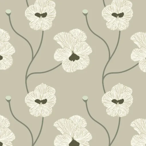 Mitchell Black Natalie Papier Flourish Floral Wallpaper - Raw Cotton