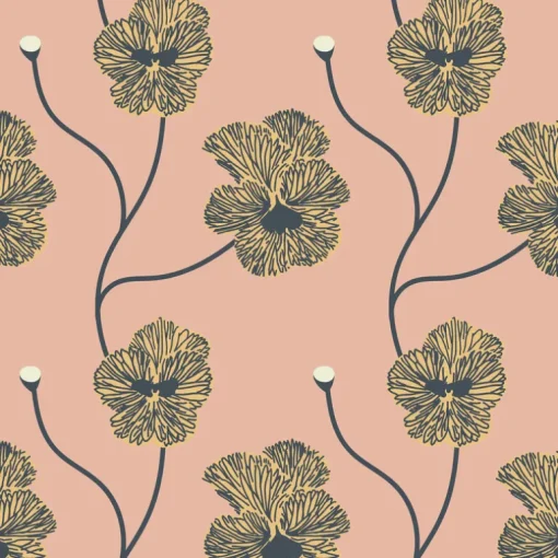 Mitchell Black Natalie Papier Flourish Floral Wallpaper - Sunset Blush