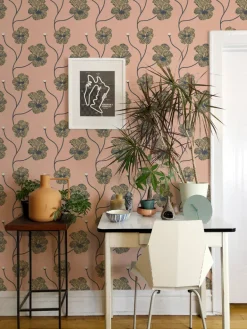Mitchell Black Natalie Papier Flourish Floral Wallpaper - Sunset Blush