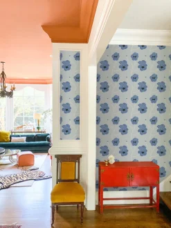 Mitchell Black Natalie Papier Flourish Floral Wallpaper - Blue Petal